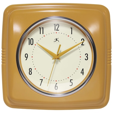 Infinity Instruments Square Retro Saffron Wall Clock, 9.25 in. 13228SY-4103